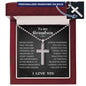 Grandson Personalized Cross Necklace From Grandparents, Nana And Grandson Gifts, Fathers Day Valentines Christmas Birthday Gifts for Grandson