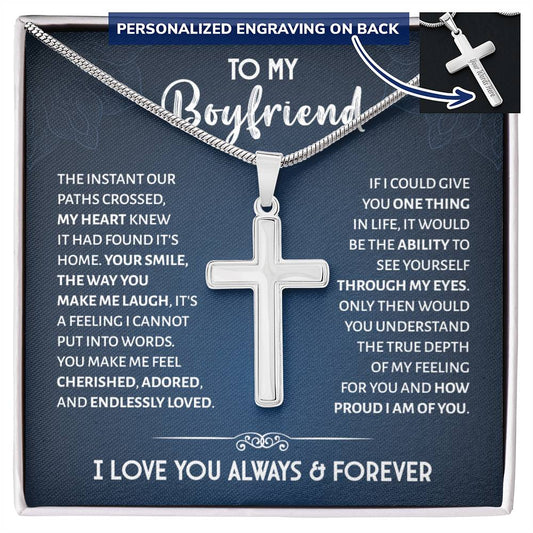 To My Brother Personalized Cross Necklace, Sentimental Gifts for Brother Birthday Gift For Brother from Sister Men Necklaces Christmas Gift for Brother