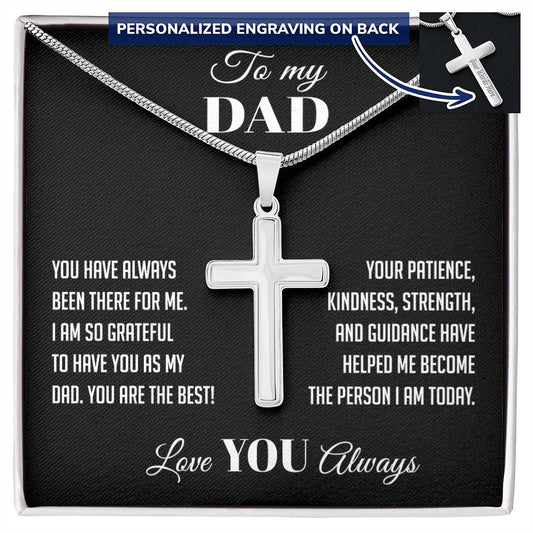 To My Dad Personalized Cross Necklace With Message Card, Father's Day Gift Necklace, Gift Christmas Birthday For Dad Necklace, To My Dad Necklace from Daughter or Son