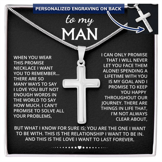 My Man Personalized Cross Necklace | Gift For Boyfriend From Girlfriend | Gift For Husband From Wife | Gift For Groom From Bride Wedding Day
