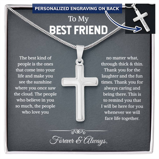 Necklace for Best Friend, Male Best Friend Gift, Birthday Gift for Guy Friend,  Personalized Cross Necklace