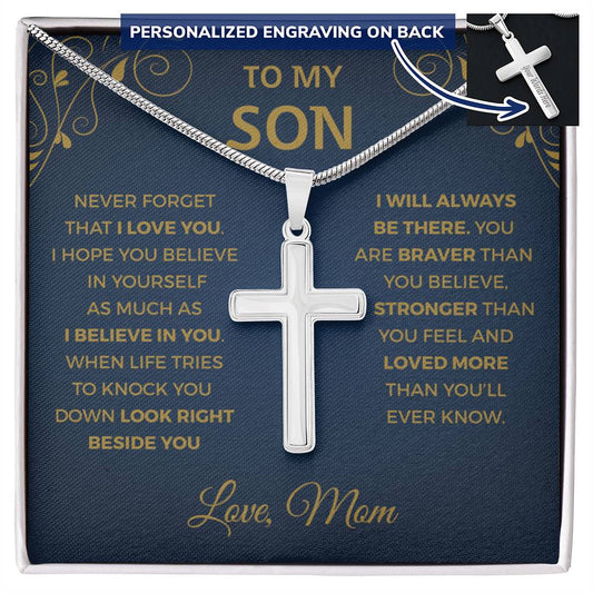 Gift for Son, Son Cross Necklace, Necklace for Boy, Gift Set for Son, To My Son Necklace, Gift for Son from Mom