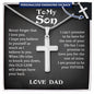 To My Son Personalized Cross Necklace From Dad And Son Necklace, Birthday Gift For My Son Graduation Christmas Faith Cross Necklace Present With A Meaningful Message Card And Box.