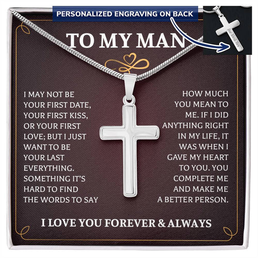 To My Man Cross Necklace