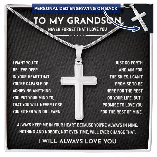 To My Grandson Cross Necklace