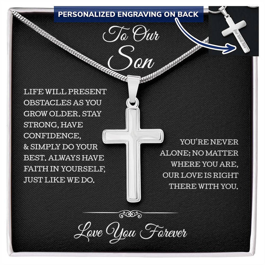 To My Son Necklace From Mom and Dad, Son Gifts From Mom and Dad, Gift for Son from Parents, Mother and Son Necklace, To Our Son Personalized Cross Necklace, Birthday Gift For My Son, Christmas Gifts For Son