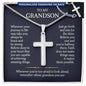 To My Grandson Personalized Cross Necklace | Jewelry From Grandma Grandpa | Graduation Birthday Christmas Gift For Grandson