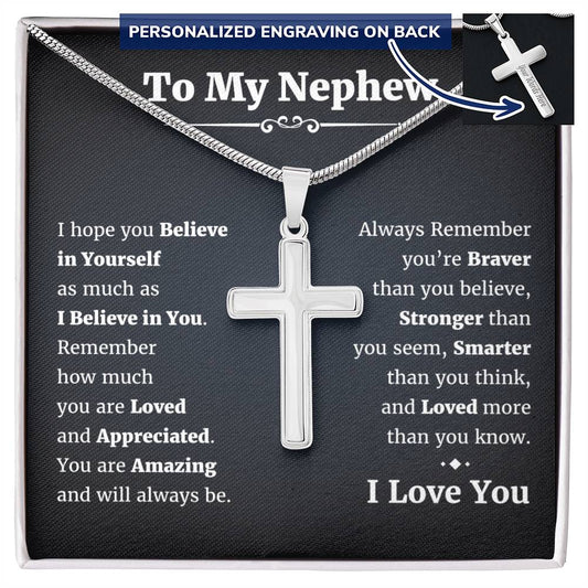 To My Nephew Personalized Cross Necklace, Nephew Gift from Aunt, Nephew Gift, Nephew Birthday Graduation Christmas Jewelry Necklace Jewelry