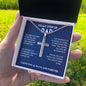 To My Stepped-Up Dad: Bonus Dad Men's Silver Cross Necklace. Perfect Gift for Stepdad, Father's Day Gift, Best Dad Present.