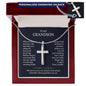 To My Grandson Personalized Cross Necklace | Jewelry From Grandma Grandpa | Graduation Birthday Christmas Gift For Grandson