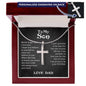 To My Son Personalized Cross Necklace From Dad And Son Necklace, Birthday Gift For My Son Graduation Christmas Faith Cross Necklace Present With A Meaningful Message Card And Box.