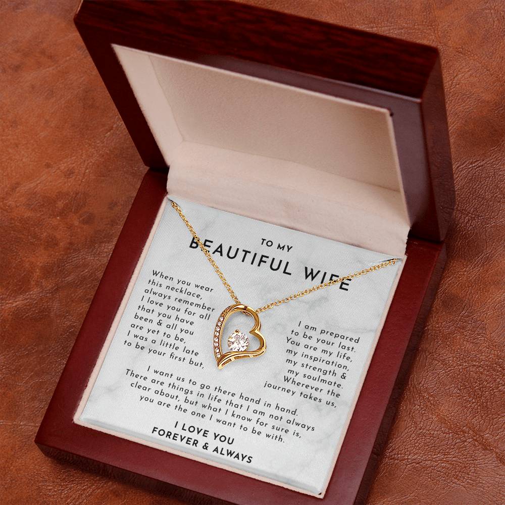 To My Beautiful WifeDelicate Heart Necklace, Wife Gift, Wife Necklace, Mothers Day Gift For Wife, Necklace For Wife From Husband, Gift For My Best Wife Ever, Christmas Gift For Wife, Birthday Gift For Wife With Message Card Necklace