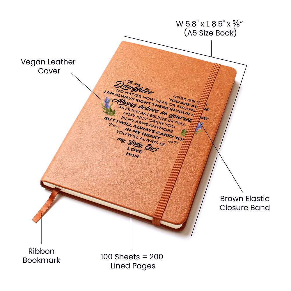 Graphic Leather Journal To My Daughter Love Mom