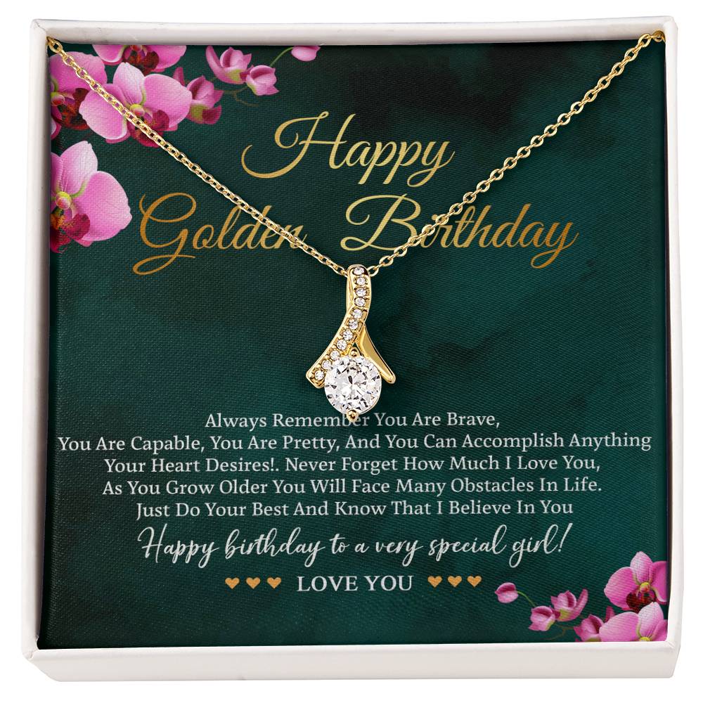 Happy Birthday Golden Necklace Card