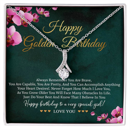 Happy Birthday Golden Necklace Card