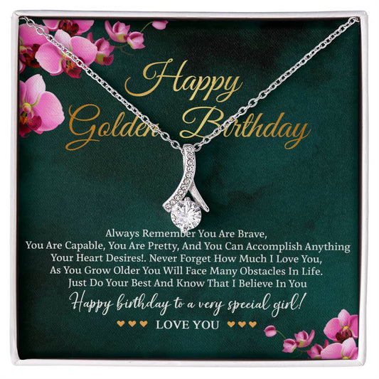Happy Birthday Golden Necklace Card