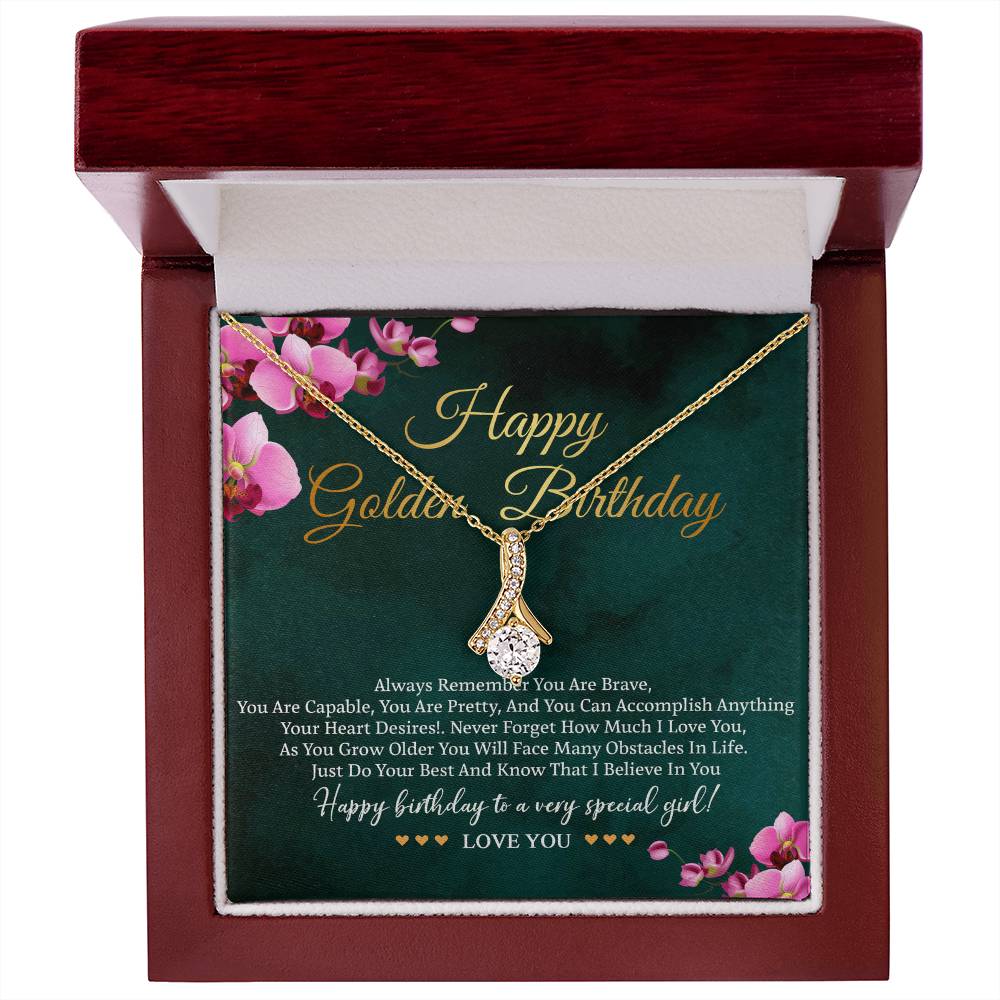 Happy Birthday Golden Necklace Card