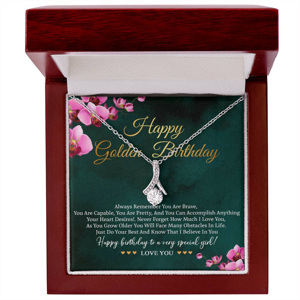Happy Birthday Golden Necklace Card