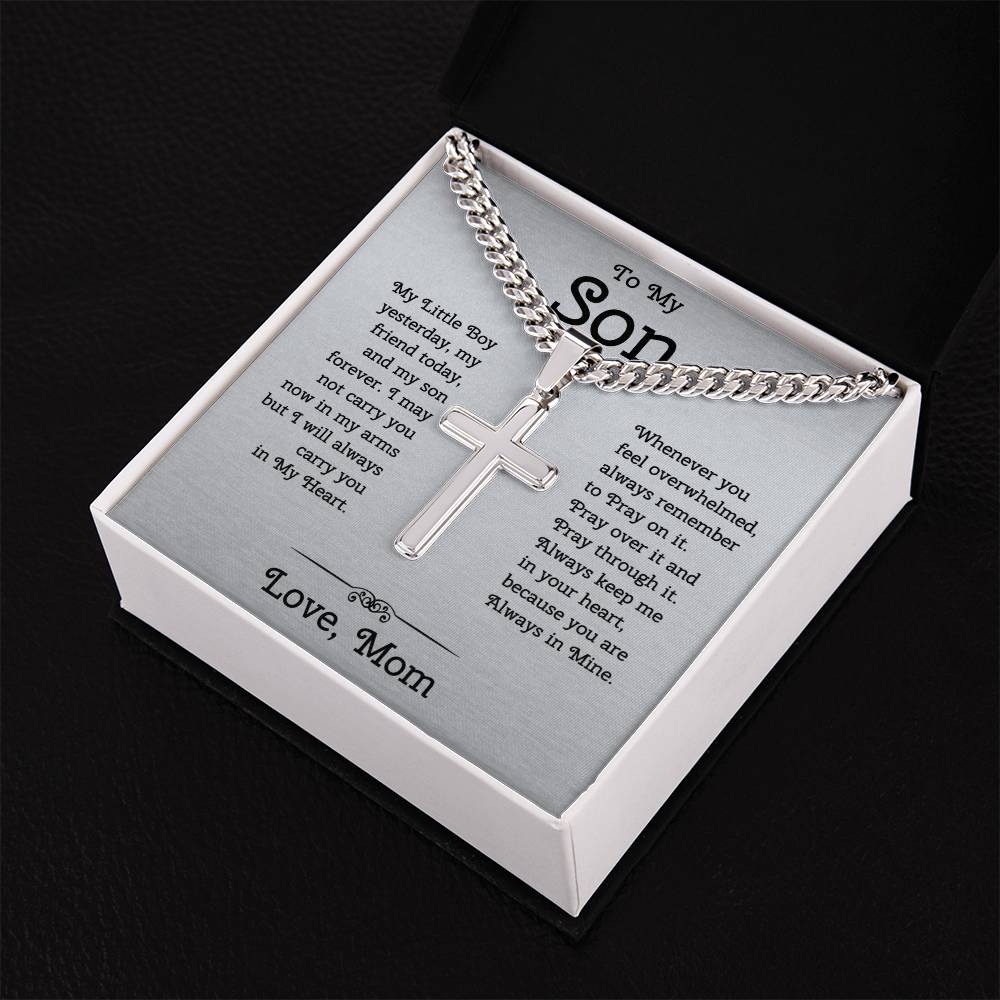 Cuban Chain With Artisan Cross Necklace For Son From Mom Birthday Presents Christmas Presents