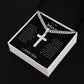 To My Man Cuban Chain With Artisan Cross Necklace, I Love You