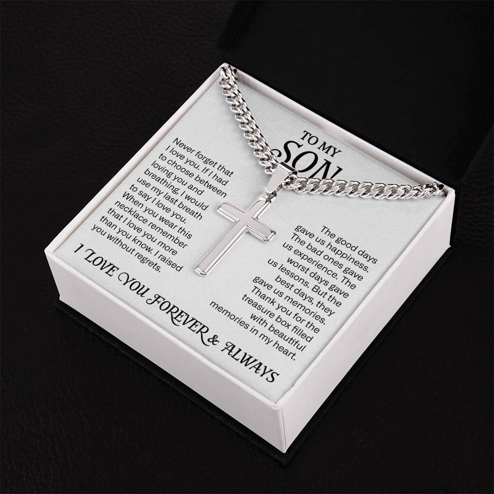 To My Son Cuban Cross Necklace, Son Gifts From Mom and Dad, Mother and Son Necklace, Birthday Gift For My Son Graduation Christmas