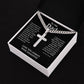Dad Gifts From Daughter • Father's Day Gift Necklace • Gift Christmas Birthday For Dad Necklace • Cuban Chain With Artisan  Cross Necklace