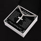 Gift for Boyfriend, Cuban Chain With Artisan Cross Necklace from Girlfriend, Boyfriend Anniversary Christmas Jewelry