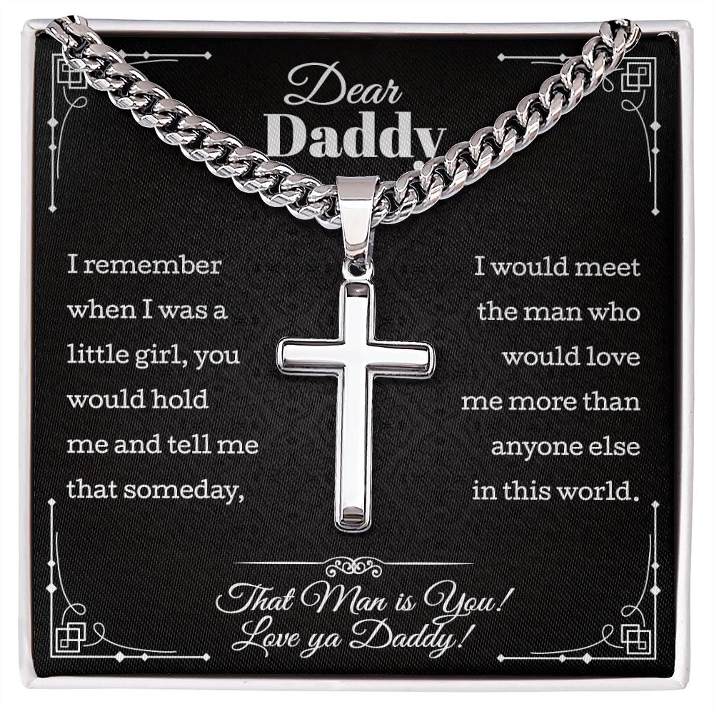 To My Dad Gifts • Father's Day Gift Necklace • Gift Christmas Birthday For Dad Necklace • Cuban Chain With Artisan Cross Necklace