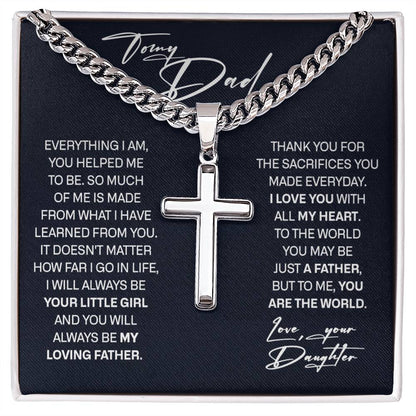 To My Dad Necklace With Message Card, Father's Day Gift Jewelry, Gift Christmas Birthday Necklace, Cuban Chain With Artisan Necklace from Daughter
