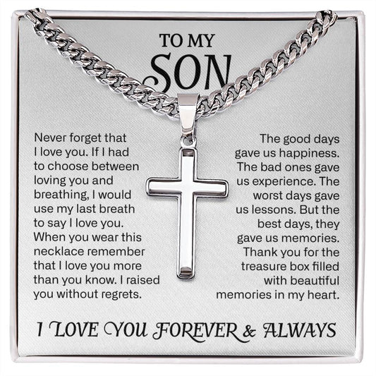 To My Son Cuban Cross Necklace, Son Gifts From Mom and Dad, Mother and Son Necklace, Birthday Gift For My Son Graduation Christmas