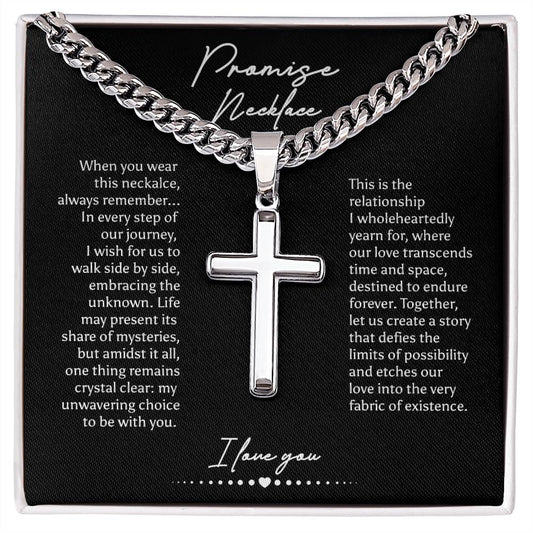 Promise Necklace For Him, Promise Cross Cuban Chain Necklace for Him, Promise Gifts For Him, Boyfriend Promise Necklace, Gift For Boyfriend, Guy Valentine Gift, Boyfriend Birthday Gift