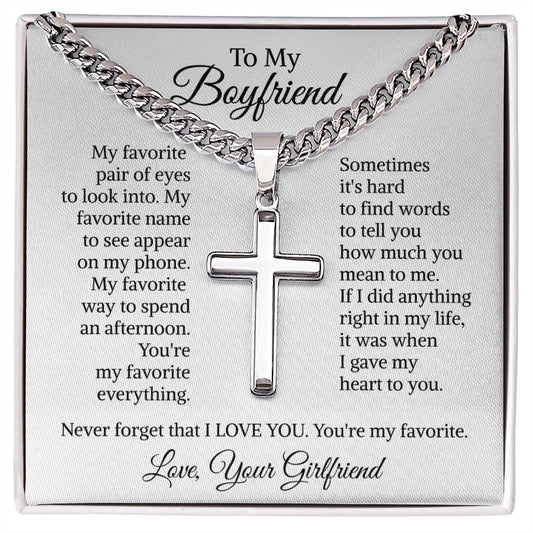 Cuban Chain with Artisan Cross Necklace for Boyfriend Anniversary Birthday Jewelry for Men