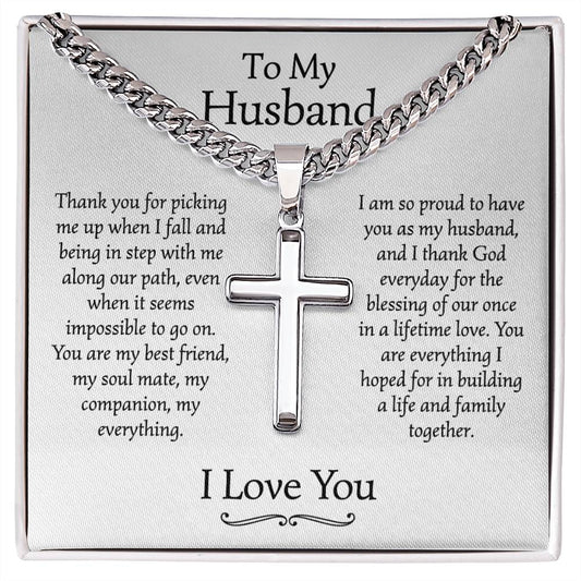 To My Husband Cuban Chain Necklace Card