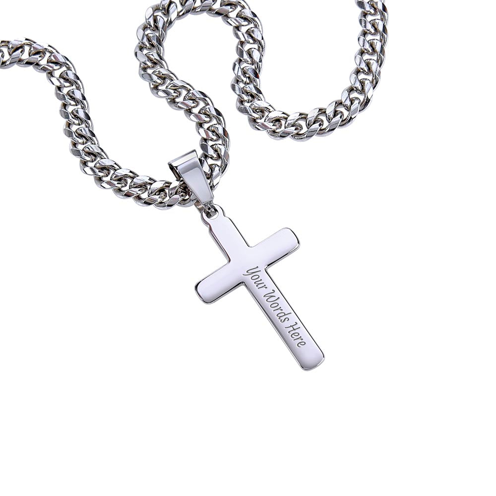 Step Son Gift Cross Necklace Cuban Chain, Christmas, Birthday, Graduation Gift for Step Son, Bonus Son Gift, Stepson Gift, Step Son Jewelry, Best Step Son