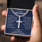 To Our Grandson Gift from Grandma and Grandpa • To Our Grandson Necklace • Cuban Chain With Artisan Cross Necklace