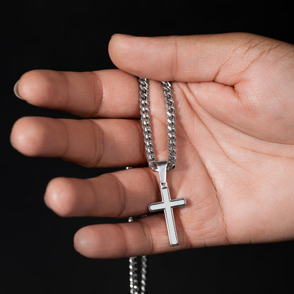 To Our Grandson Gift from Grandma and Grandpa • To Our Grandson Necklace • Cuban Chain With Artisan Cross Necklace
