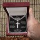 To My Dad Gifts • Father's Day Gift Necklace • Gift Christmas Birthday For Dad Necklace • Cuban Chain With Artisan Cross Necklace