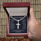 To My Son Cuban Chain with Artisan Cross Necklace