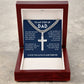 To my Step Dad Up Necklace Gift, Cuban Chain with Artisan Cross Necklace
