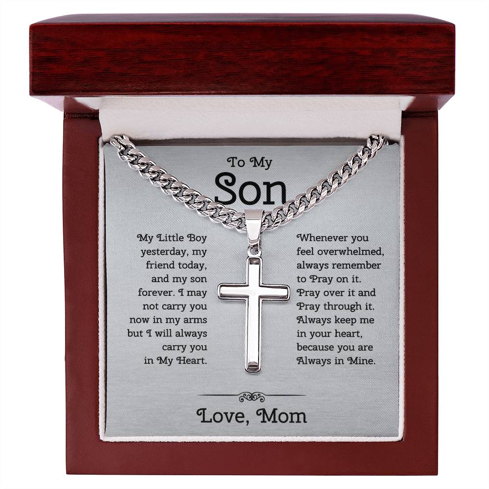 Cuban Chain With Artisan Cross Necklace For Son From Mom Birthday Presents Christmas Presents