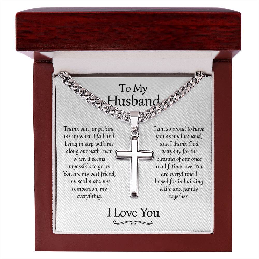 To My Husband Cuban Chain Necklace Card