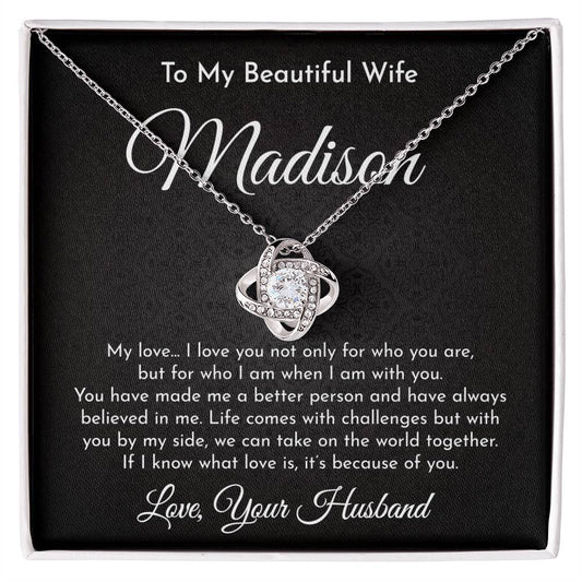 To My Beautiful Wife | Love Knot Necklace Gold