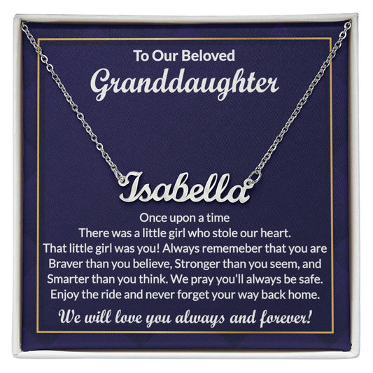 Custom Granddaughter Necklace Gifts from Grandma, Grandpa, Grandfather - Perfect for Graduation, Birthday, Personalized Name Jewelry