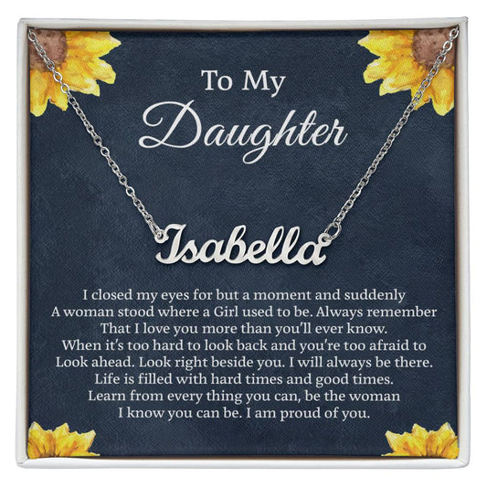 To My Daughter Flower Name Necklace, Personalized Gift for Daughter, Daughter Birthday Gift Message Card Jewelry, Handmade Necklace - Personalized Gift, with Box On Birthday Anniversary Christmas