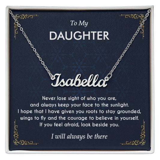To My Daughter Personalized Name Necklace  Gifts From Mom Dad, Daughter Graduation Birthday Card Gift Jewelry Name Necklace with Message Card