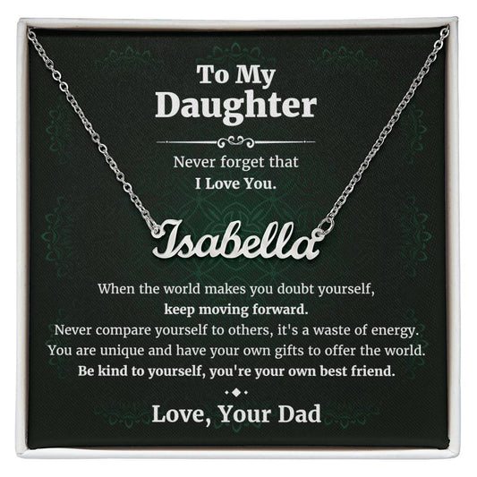 Daughter Gifts from Dad Personalized Name Necklace Birthday Christmas Valentine's day Gifts