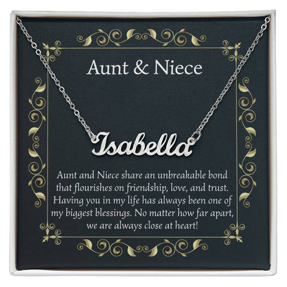 Christmas Gifts for Aunt and Niece Necklace Aunt Gifts from Niece Jewelry Gifts for Auntie Birthday Gifts, Name Necklace Card