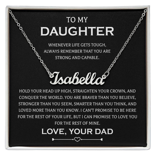 Gifts to My Daughter Necklace From Dad Personalized Name Necklace Father Daughter Necklaces On Birthday, Anniversary Includes Gift Box