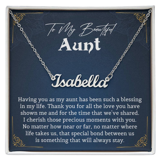 To My Beautiful Aunt Personalized Necklace Gift, Exquisite Jewelry Pack with Gift Box, Perfect for Mother's Day, Thanksgiving, Christmas
