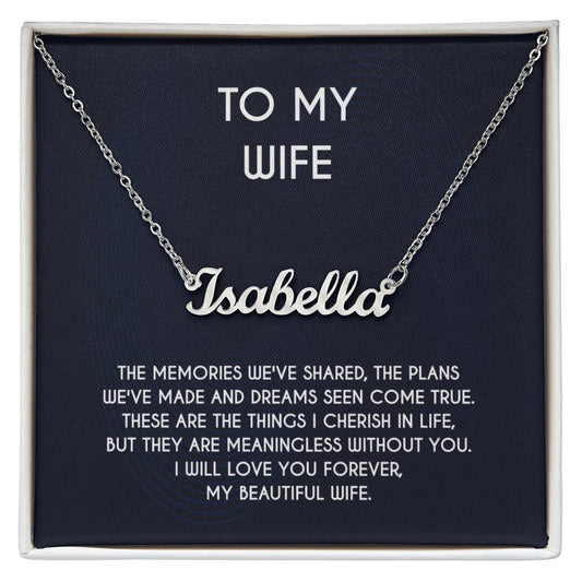 To My Beautiful Wife Necklace, Necklace From Husband Personalized Name Jewelry, Message Card and Box Necklaces for Women, Wife's Necklace for Anniversary